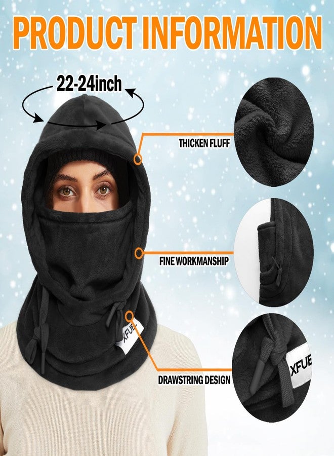 XFUEL Balaclava Ski Mask, Winter Thermal Hood Neck Warmer, Plush Lined, Windproof (US, Alpha, One Size, Black) - Image 3